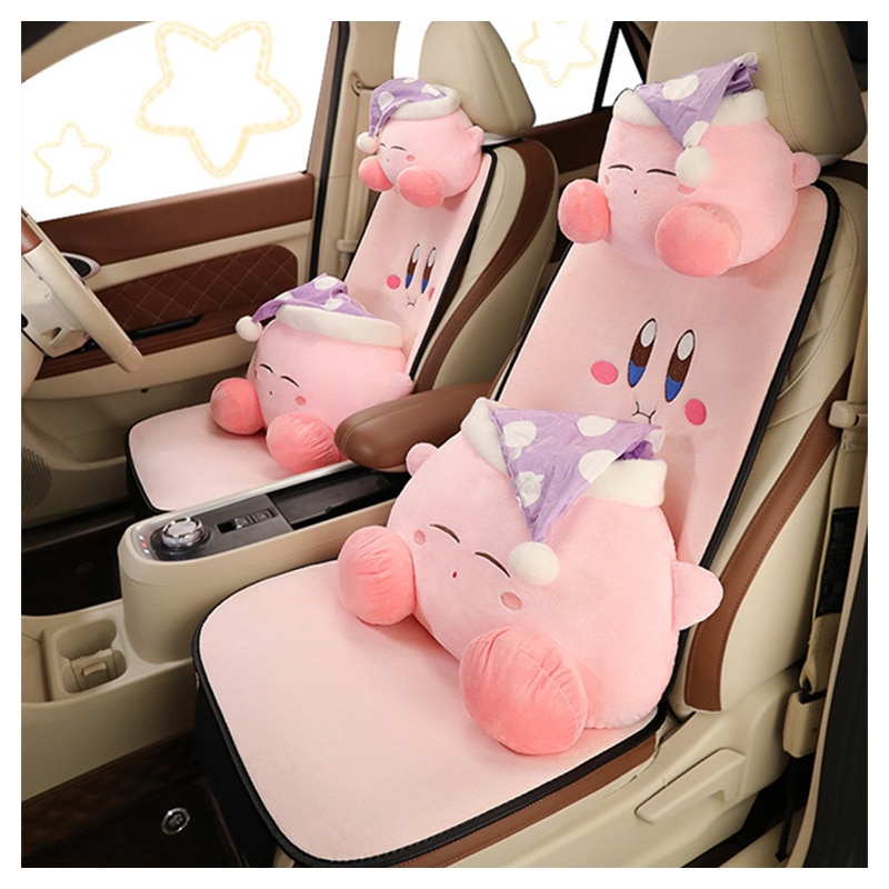 Anime Stars Kirby Plush Doll Car Neck Pillow Seat Cushion 3 piece Set Cute Cartoon Auto 1 - Kirby Plush
