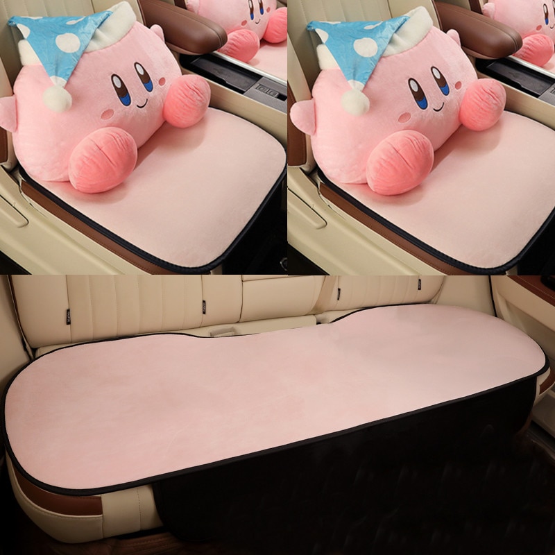 Anime Stars Kirby Plush Doll Car Neck Pillow Seat Cushion 3 piece Set Cute Cartoon Auto 2 - Kirby Plush