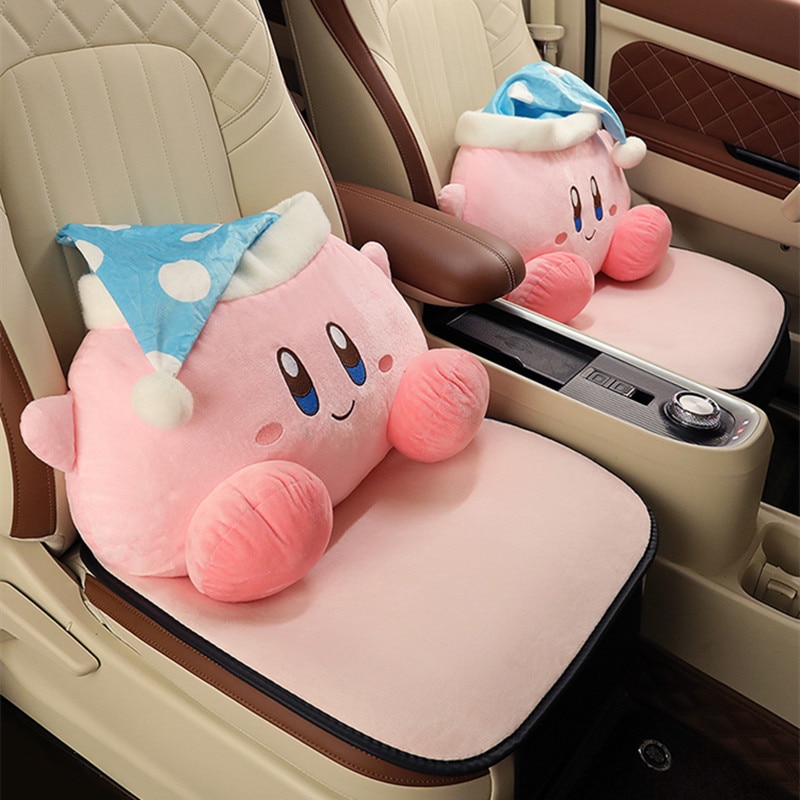 Anime Stars Kirby Plush Doll Car Neck Pillow Seat Cushion 3 piece Set Cute Cartoon Auto 3 - Kirby Plush