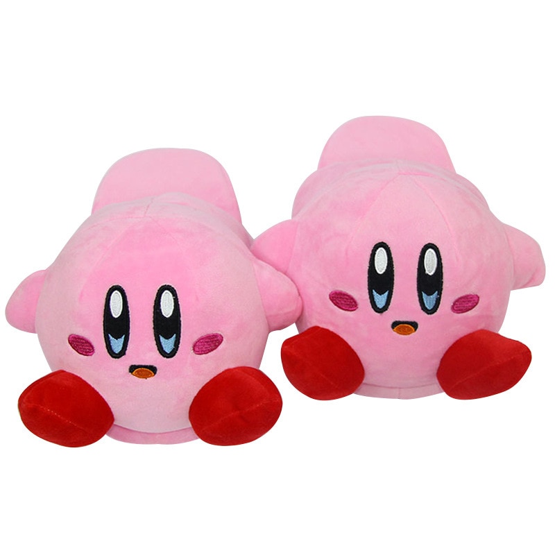 Cartoon Anime Stuffed Star Kirby Plush Cotton Slippers Half Pack Heel Plushie Home Kawaii Cute Soft 2 - Kirby Plush