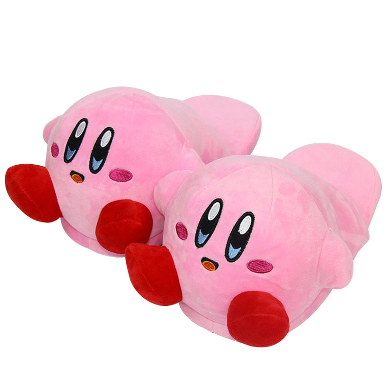 Cartoon Anime Stuffed Star Kirby Plush Cotton Slippers Half Pack Heel Plushie Home Kawaii Cute Soft - Kirby Plush