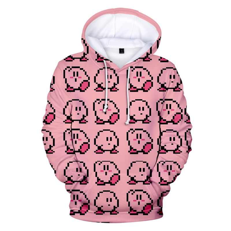 Cute Cartoon Stars Kirby 3D Color Printed Hooded Sweater Kawaii Anime Spring Autumn Long Sleeved Pullover 2 - Kirby Plush