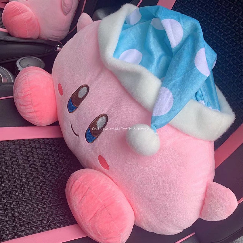 Kawaii Anime Cartoon Kirby Plush Car Neck Headrest Pillow Car Accessories Cushion Soft Plushie Neck Protector 2 - Kirby Plush