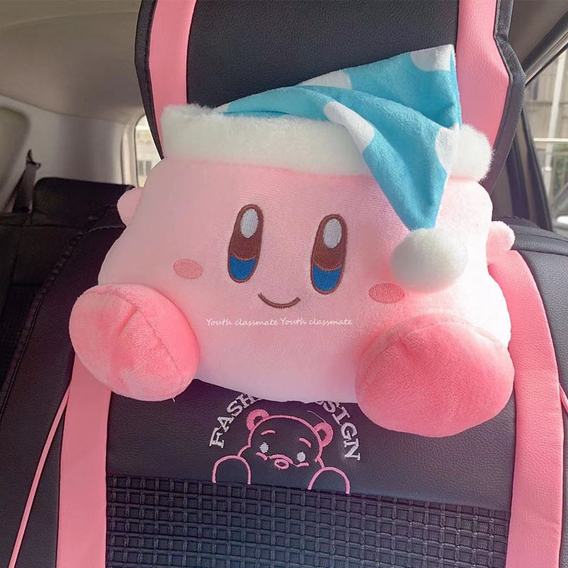 Kawaii Anime Cartoon Kirby Plush Car Neck Headrest Pillow Car Accessories Cushion Soft Plushie Neck Protector - Kirby Plush