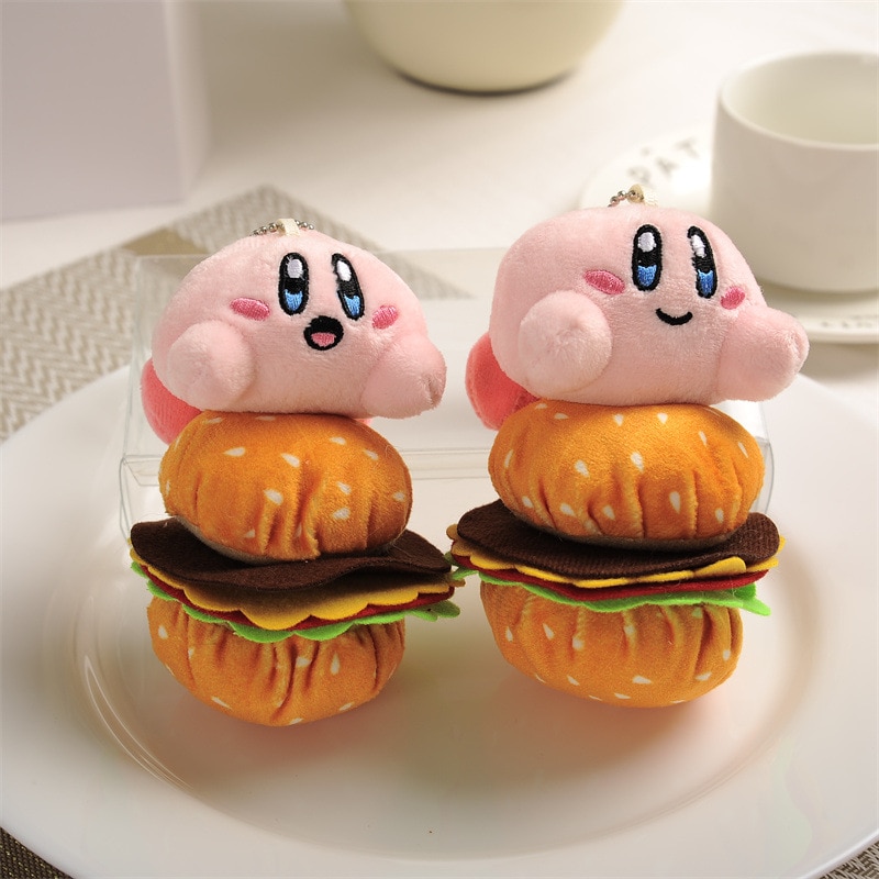 Kawaii Cartoon Star Kirby Plush Dolls Cute French Fries Hamburger Plush Toys Schoolbag Decoration Pendant Gifts 3 - Kirby Plush