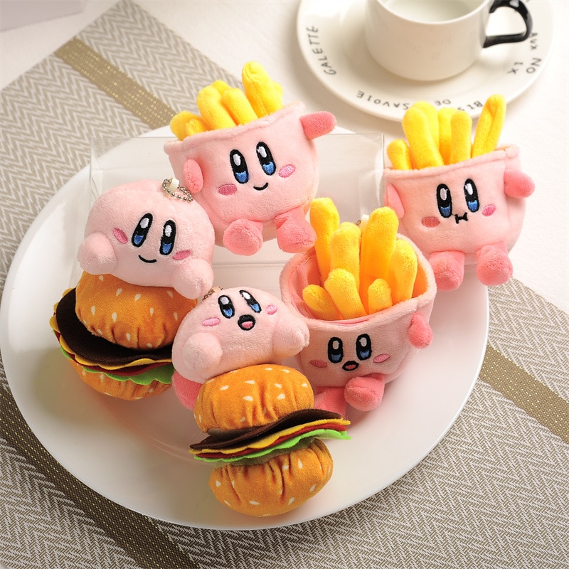 Kawaii Cartoon Star Kirby Plush Dolls Cute French Fries Hamburger Plush Toys Schoolbag Decoration Pendant Gifts - Kirby Plush