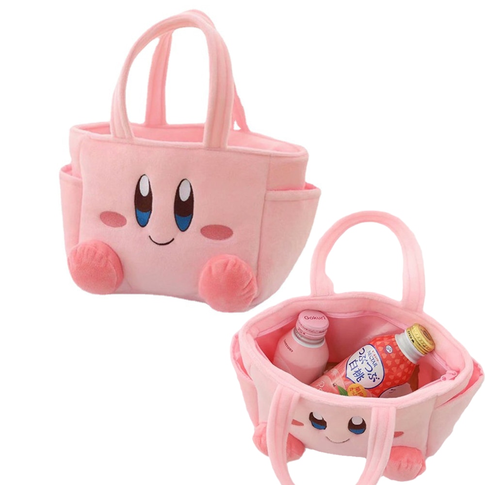 Kawaii Kirby Anime Cartoon Plush Doll Lunch Bag Picnic Travel Pouch Handbags Lunch Box Tote Bags 1 - Kirby Plush