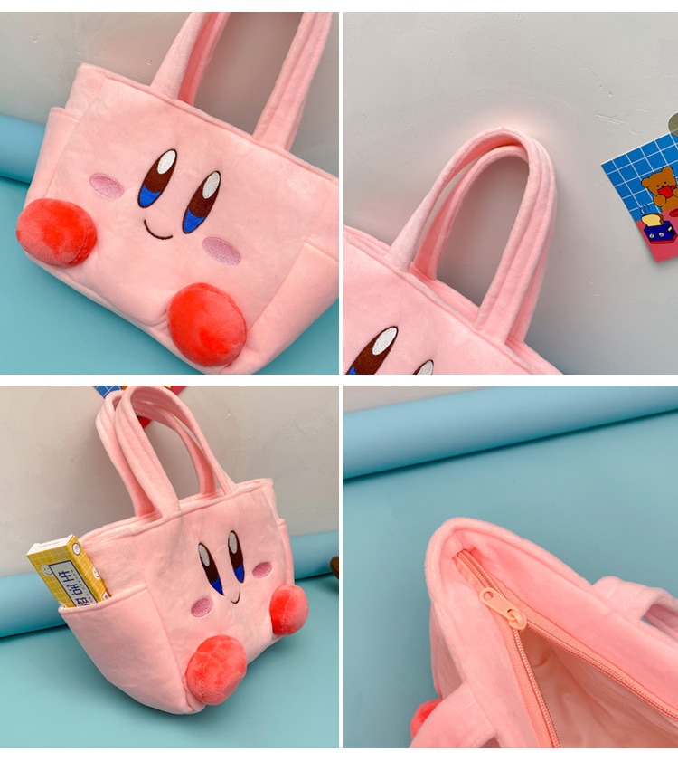 Kawaii Kirby Anime Cartoon Plush Doll Lunch Bag Picnic Travel Pouch Handbags Lunch Box Tote Bags 4 - Kirby Plush