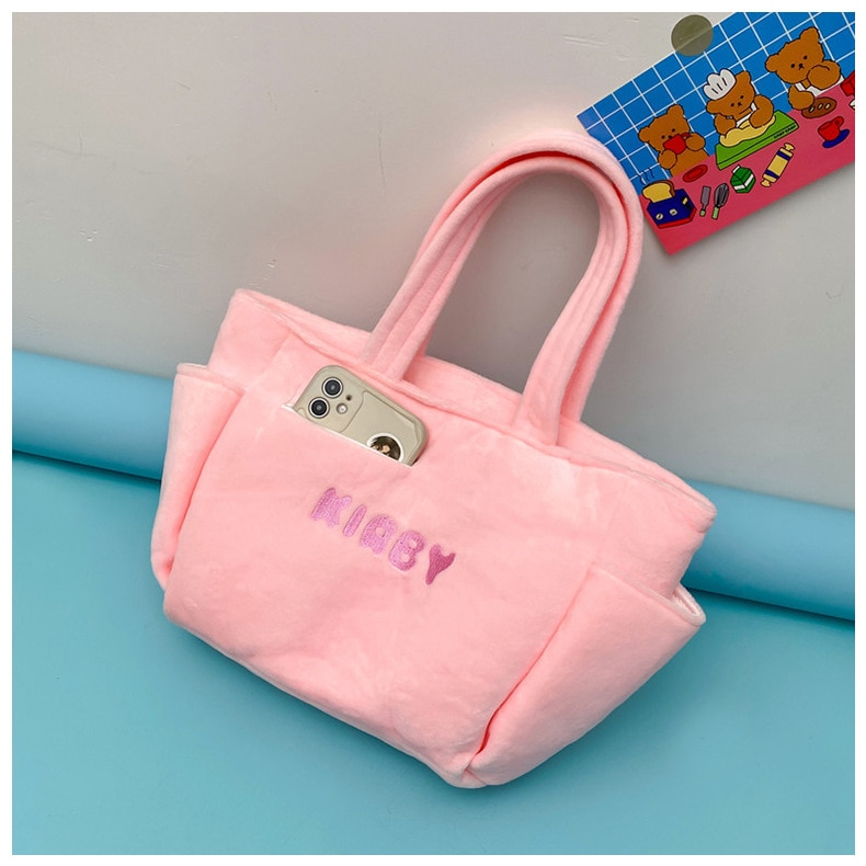 Kawaii Kirby Anime Cartoon Plush Doll Lunch Bag Picnic Travel Pouch Handbags Lunch Box Tote Bags 5 - Kirby Plush