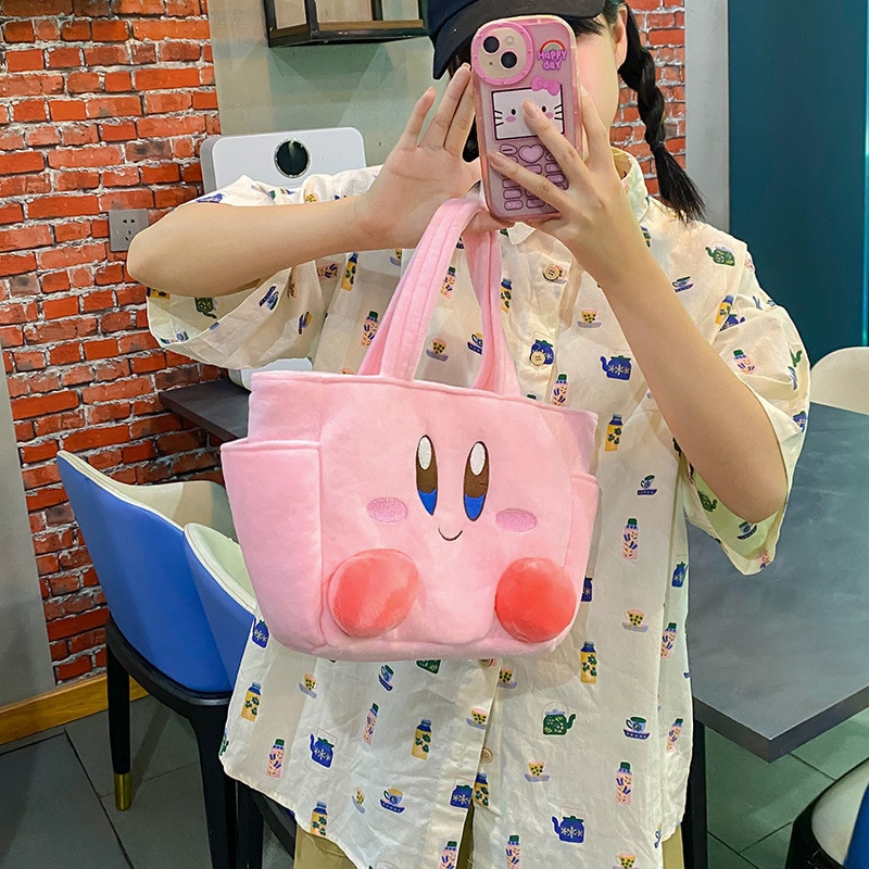 Kawaii Kirby Anime Cartoon Plush Doll Lunch Bag Picnic Travel Pouch Handbags Lunch Box Tote Bags - Kirby Plush