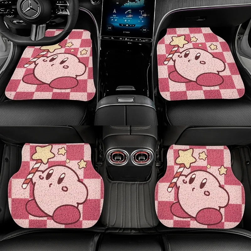 Kawaii Kirby Car Floor Mat Cartoon Car Interior Anti dirty Silk Circle Floor Mat Can Be - Kirby Plush
