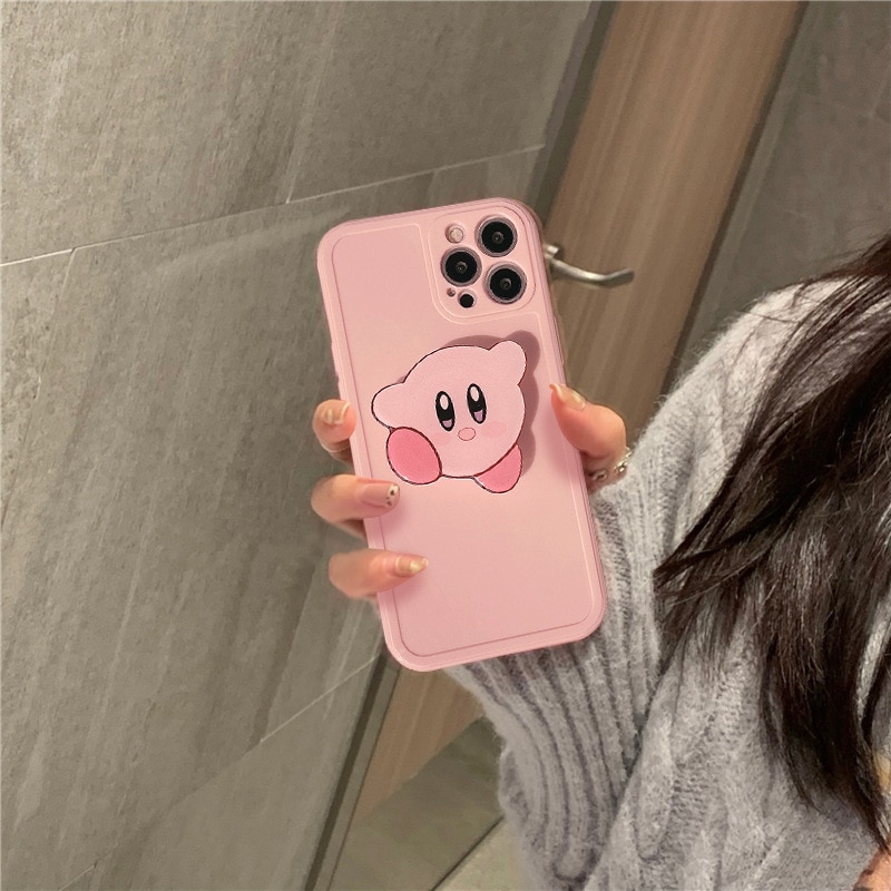 Kawaii Kirby Plush Cartoon Cute Apple Pink Kirby Soft Phone Case Stand Plushie Anime Plush Toys 1 - Kirby Plush