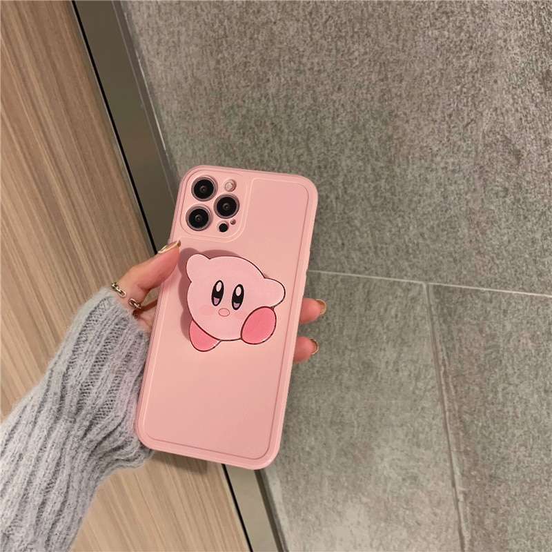 Kawaii Kirby Plush Cartoon Cute Apple Pink Kirby Soft Phone Case Stand Plushie Anime Plush Toys 4 - Kirby Plush