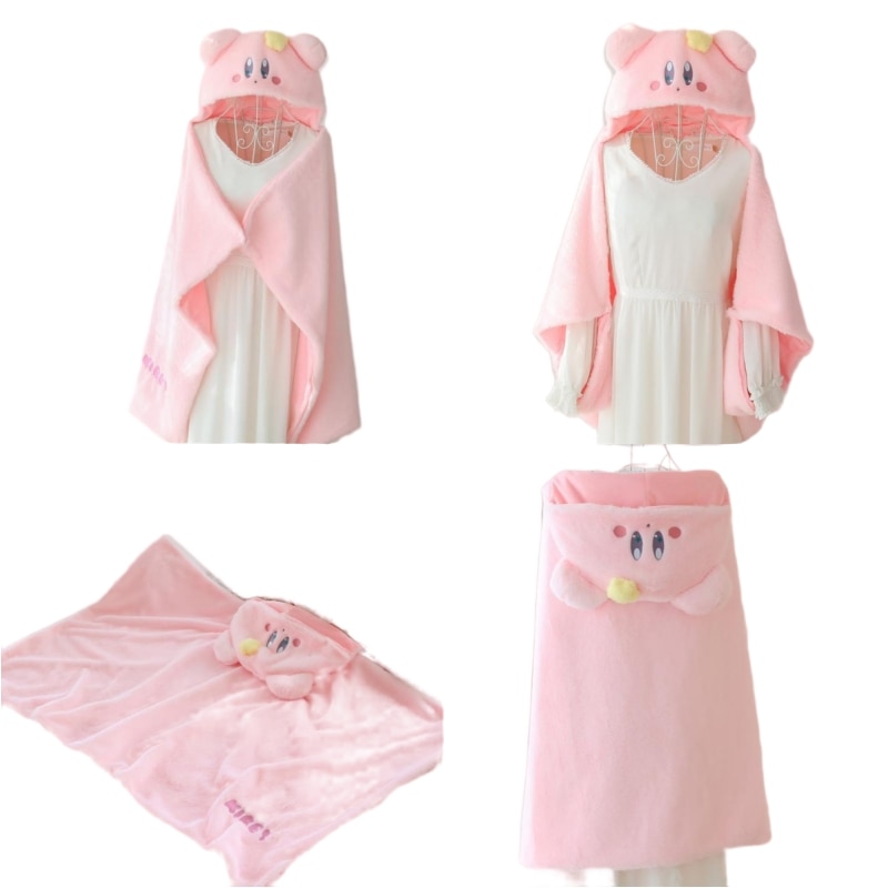Kirby Cute Anime Kawaii Plush Cape Hooded Coat House Shawl Nap Blanket Quilt Girl Birthday Christmas 1 - Kirby Plush