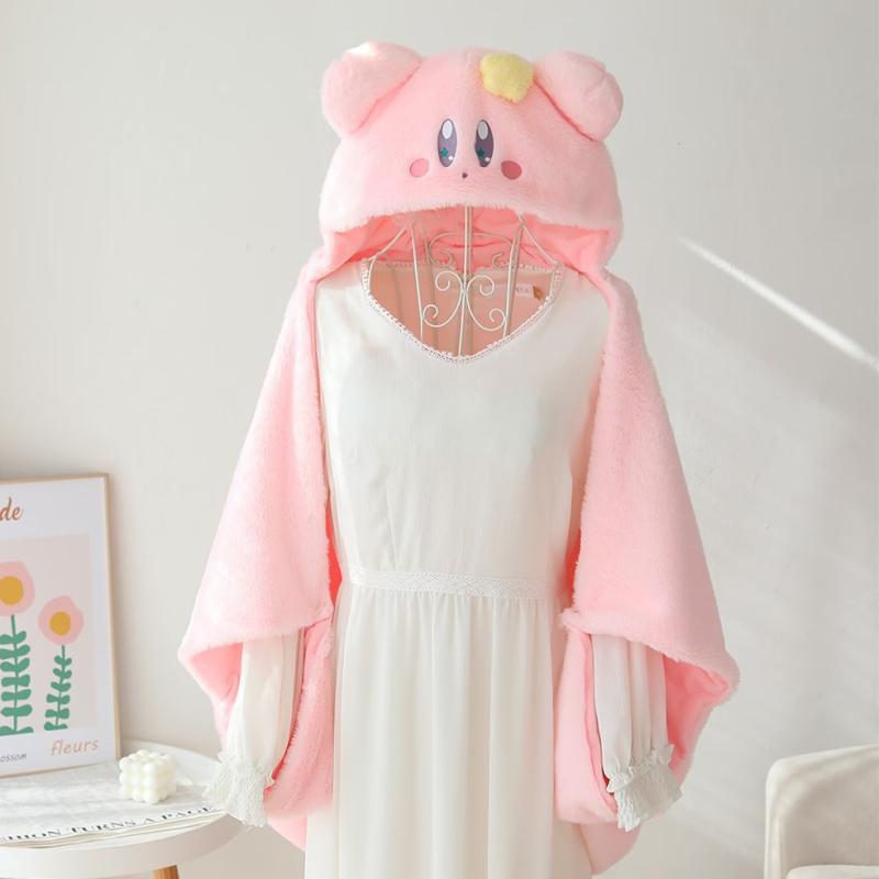 Kirby Cute Anime Kawaii Plush Cape Hooded Coat House Shawl Nap Blanket Quilt Girl Birthday Christmas 3 - Kirby Plush