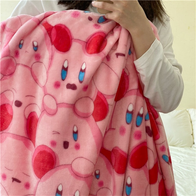 Kirby Cute Cartoon 190X200Cm Pink Plush Nap Blanket Kawaii Fluffy Dormitory Office Classroom Winter Cover Leg 2 - Kirby Plush