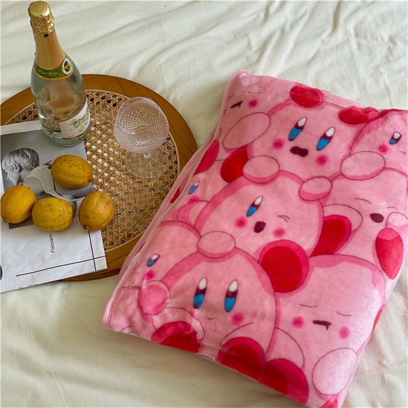Kirby Cute Cartoon 190X200Cm Pink Plush Nap Blanket Kawaii Fluffy Dormitory Office Classroom Winter Cover Leg 3 - Kirby Plush