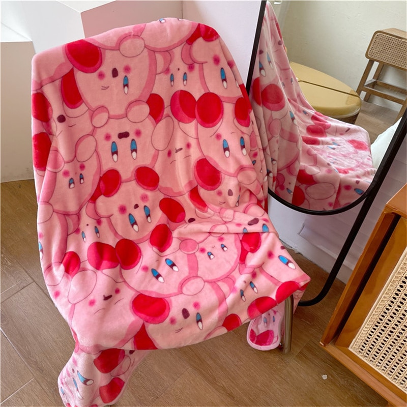 Kirby Cute Cartoon 190X200Cm Pink Plush Nap Blanket Kawaii Fluffy Dormitory Office Classroom Winter Cover Leg - Kirby Plush