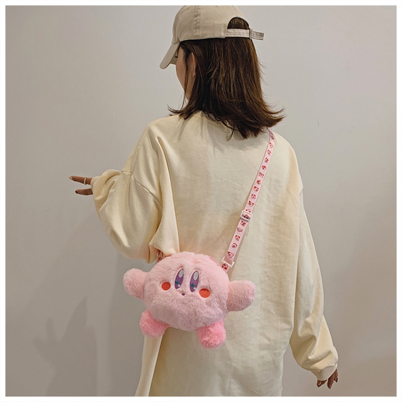 Kirby Plush Doll Girl Handbag Anime Japanese and Korean Sweet Student One shoulder Pink Soft Cute 4 - Kirby Plush
