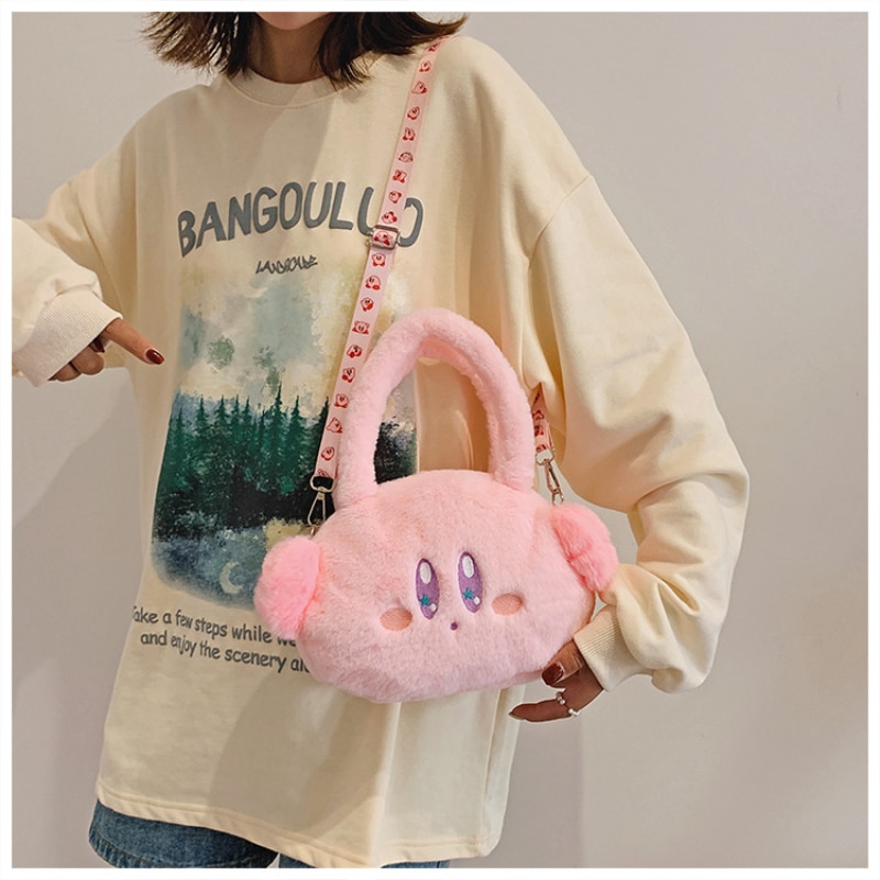 Kirby Plush Doll Girl Handbag Anime Japanese and Korean Sweet Student One shoulder Pink Soft Cute 5 - Kirby Plush