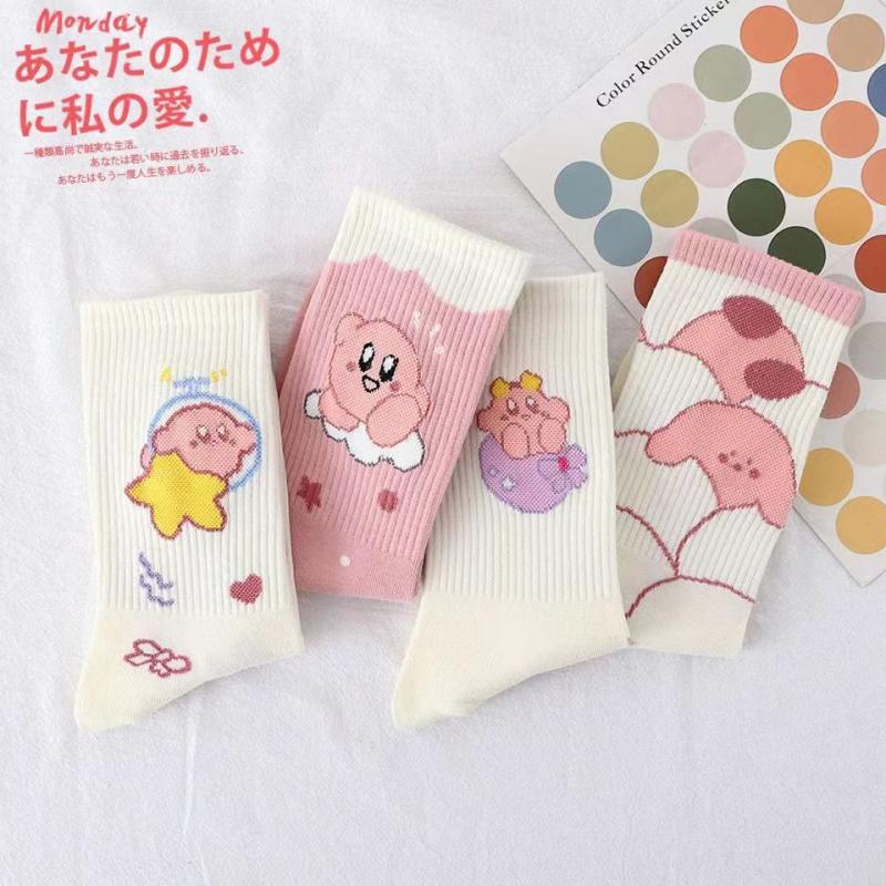 New Cute Women Socks Star Kirby Cartoon Autumn Winter Kawaii Cotton Fashion Crew Socks ins Style 2 - Kirby Plush