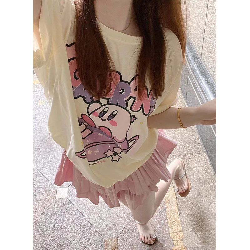 New Kawaii Cute Kirby T Shirt Short Sleeve Pure Cotton Loose Comfortable Sweet Birthday Gifts Girlfriend 1 - Kirby Plush