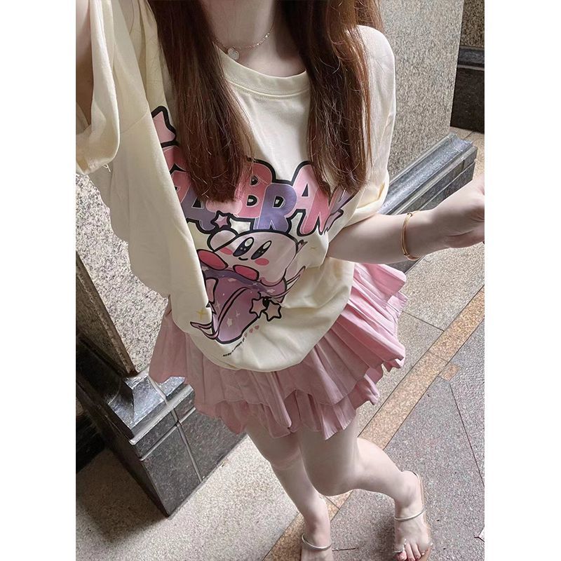 New Kawaii Cute Kirby T Shirt Short Sleeve Pure Cotton Loose Comfortable Sweet Birthday Gifts Girlfriend 3 - Kirby Plush