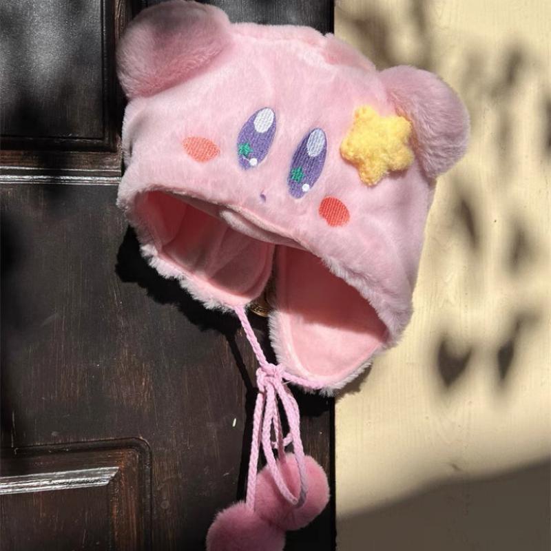 New Kirby Cartoon Plush Warm Hat Gloves Thickened Necessary Windproof In Winter Cute Collocation Birthday Gift 3 - Kirby Plush