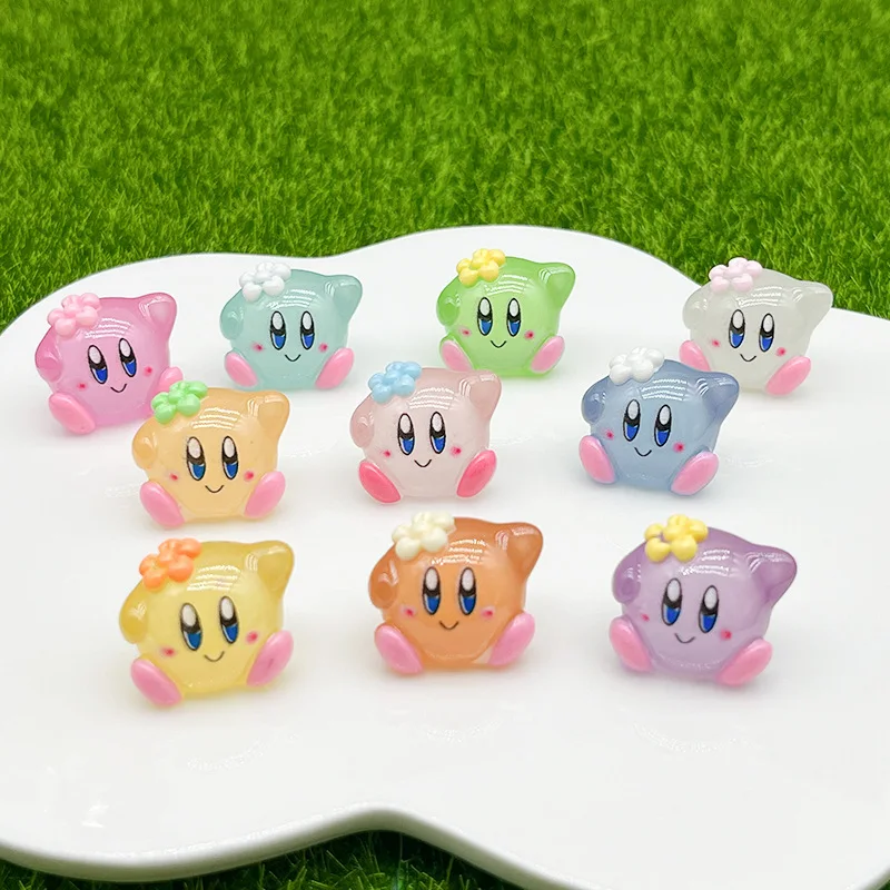 5 10pcs Star Kirby action figure luminous kirby accessories decor DIY resin keychain anime figure kids 2 - Kirby Plush