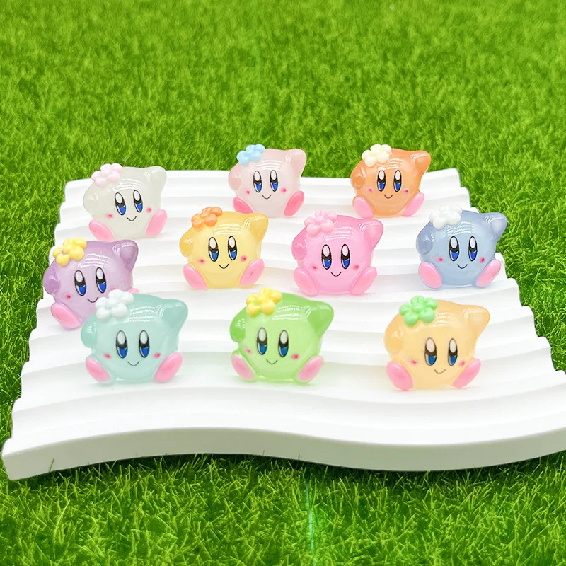 5 10pcs Star Kirby action figure luminous kirby accessories decor DIY resin keychain anime figure kids 5 - Kirby Plush