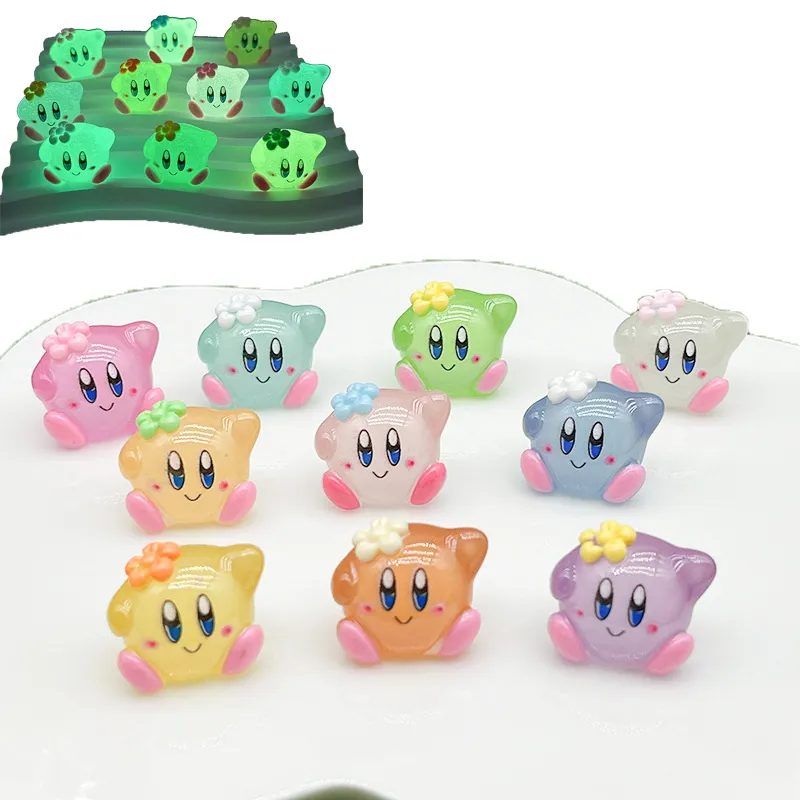 5 10pcs Star Kirby action figure luminous kirby accessories decor DIY resin keychain anime figure kids - Kirby Plush