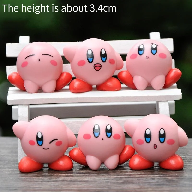 6Pcs Set Anime Kirby Action Figures Pvc Model Doll Toys Collection Table Top Car Ornament For 1 - Kirby Plush
