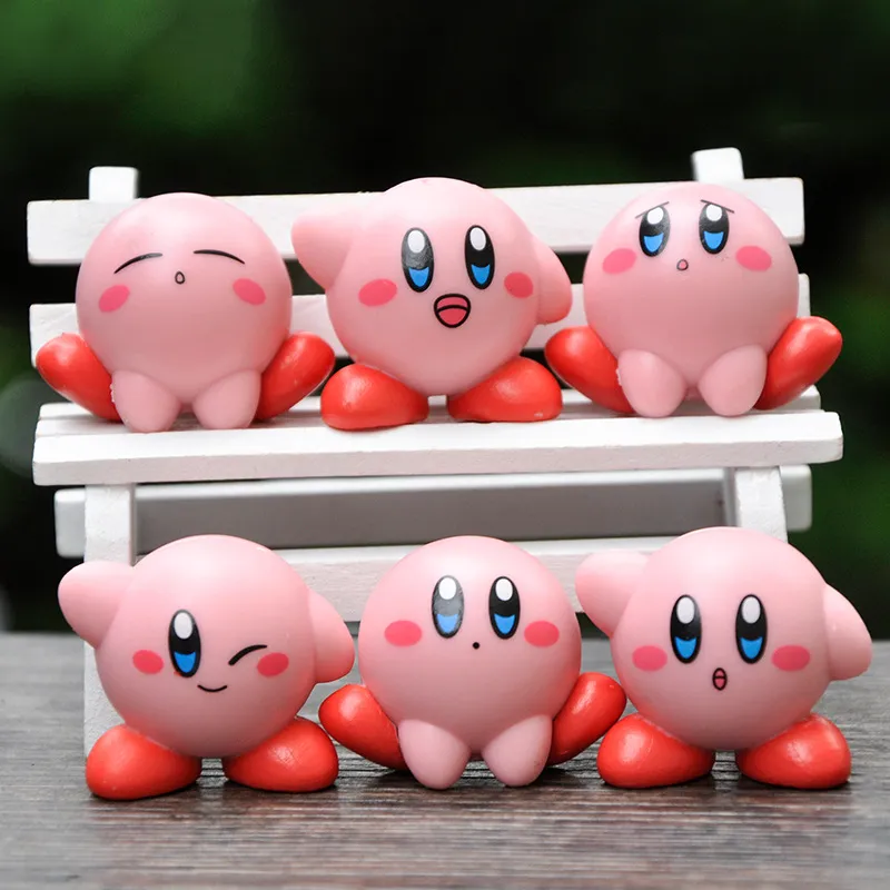 6Pcs Set Anime Kirby Action Figures Pvc Model Doll Toys Collection Table Top Car Ornament For - Kirby Plush