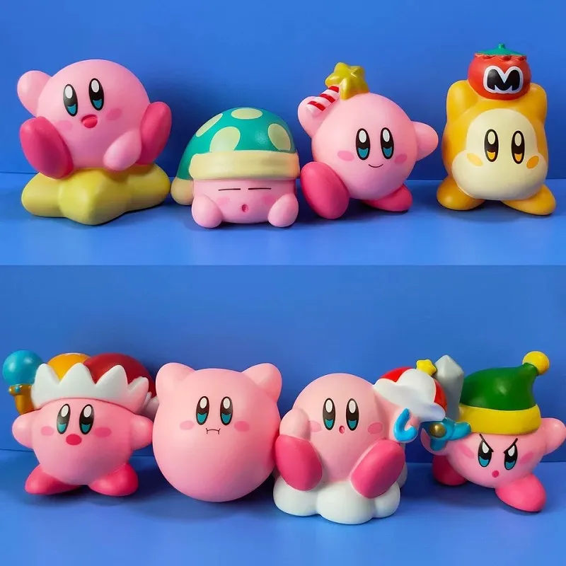 8Pcs Set Games Star Kirby Anime Cute Cartoon Pink Kirby Mini Figure Decorative Collection Ornaments Toy - Kirby Plush