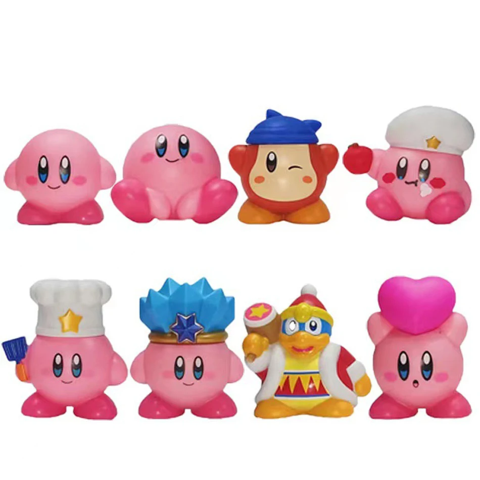 8pcs Anime Games Kirby Action Figures Toys Pink Cartoon Kawaii Kirby PVC Cute Figure Action Toy 3 - Kirby Plush