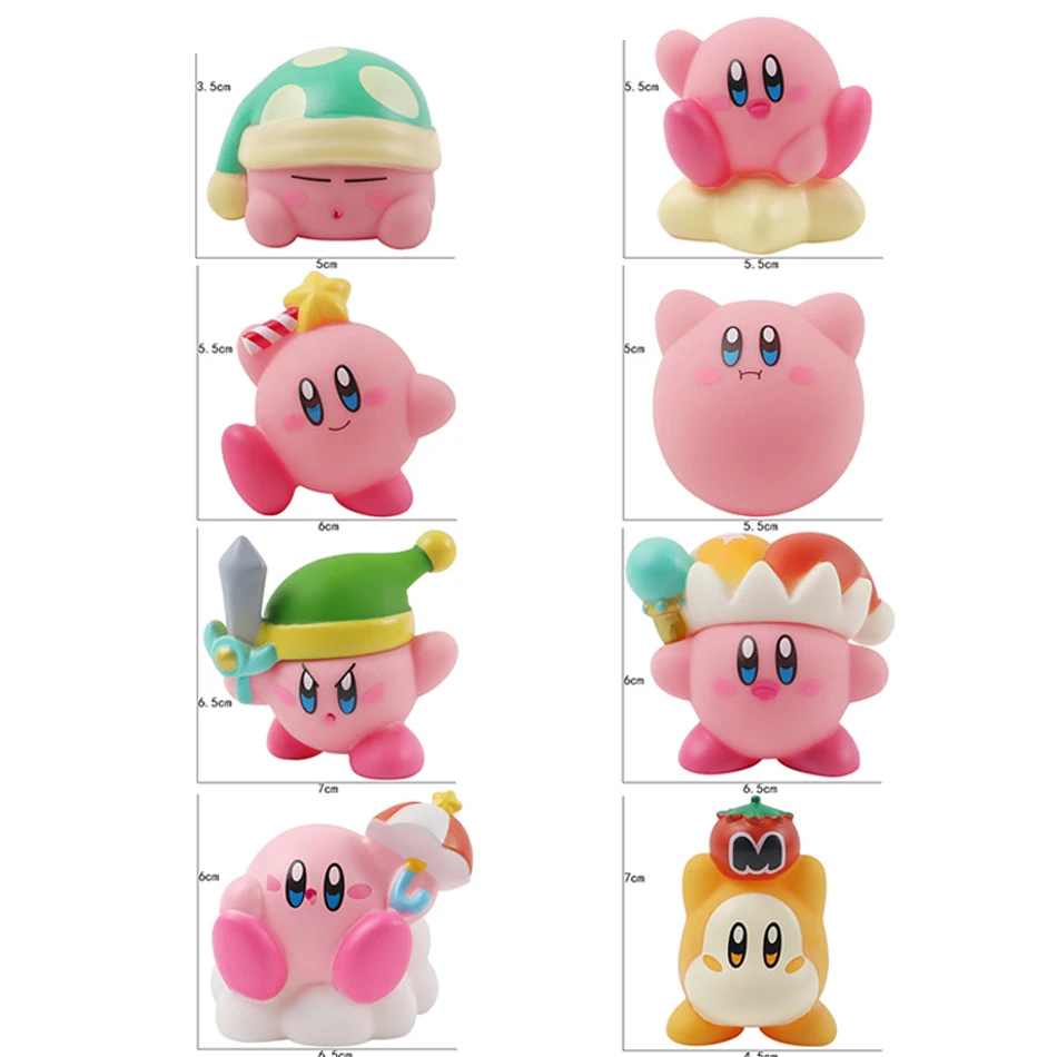 8pcs Anime Games Kirby Action Figures Toys Pink Cartoon Kawaii Kirby PVC Cute Figure Action Toy 7 - Kirby Plush