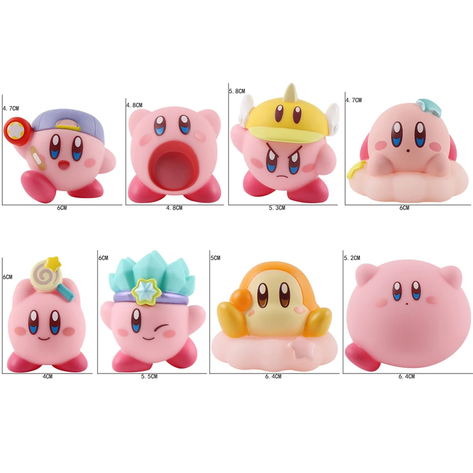 8pcs Anime Games Kirby Action Figures Toys Pink Cartoon Kawaii Kirby PVC Cute Figure Action Toy 8 - Kirby Plush
