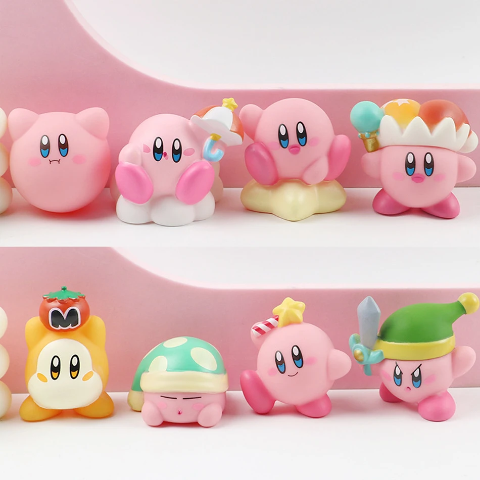 8pcs Anime Games Kirby Action Figures Toys Pink Cartoon Kawaii Kirby PVC Cute Figure Action Toy - Kirby Plush