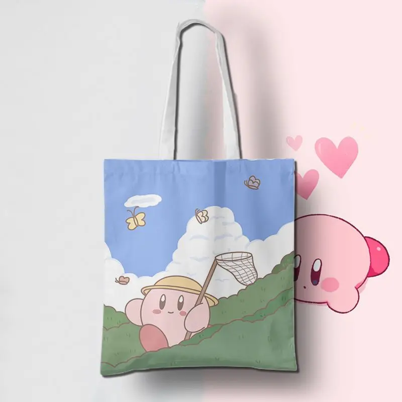 Anime Star Kabi Kirby Large Capacity Shoulder Bags Shopper Canvas Bag Environmental Storage Reusable Canvas Shoulder 1 - Kirby Plush