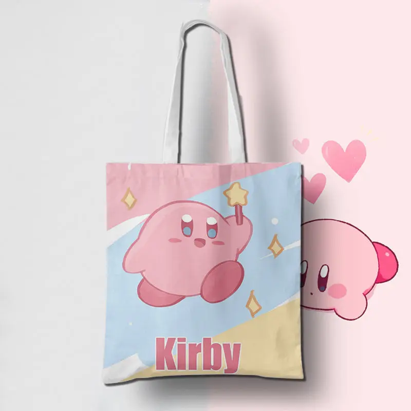Anime Star Kabi Kirby Large Capacity Shoulder Bags Shopper Canvas Bag Environmental Storage Reusable Canvas Shoulder 3 - Kirby Plush