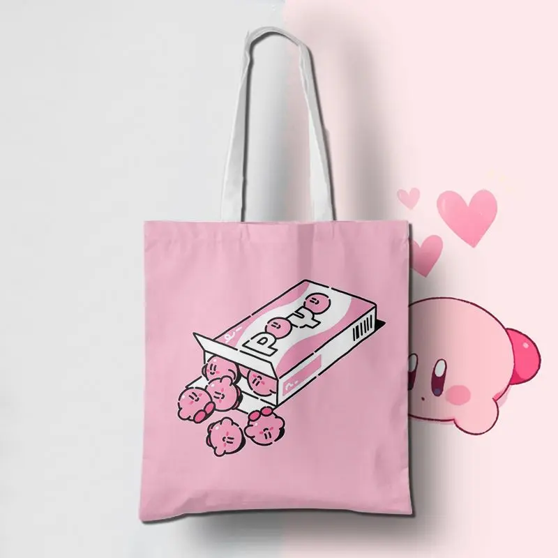 Anime Star Kabi Kirby Large Capacity Shoulder Bags Shopper Canvas Bag Environmental Storage Reusable Canvas Shoulder 4 - Kirby Plush