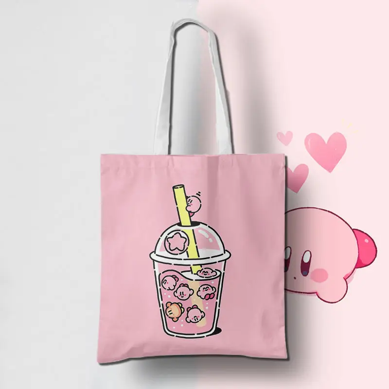 Anime Star Kabi Kirby Large Capacity Shoulder Bags Shopper Canvas Bag Environmental Storage Reusable Canvas Shoulder 5 - Kirby Plush