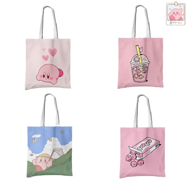 Anime Star Kabi Kirby Large Capacity Shoulder Bags Shopper Canvas Bag Environmental Storage Reusable Canvas Shoulder - Kirby Plush