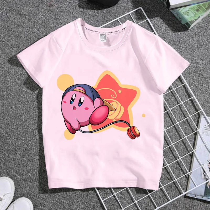 Cartoon Anime Figures Star Kirby Printing Girls Clothing Short Sleeve Kawaii Cute Summer Adult Children Top 1 - Kirby Plush