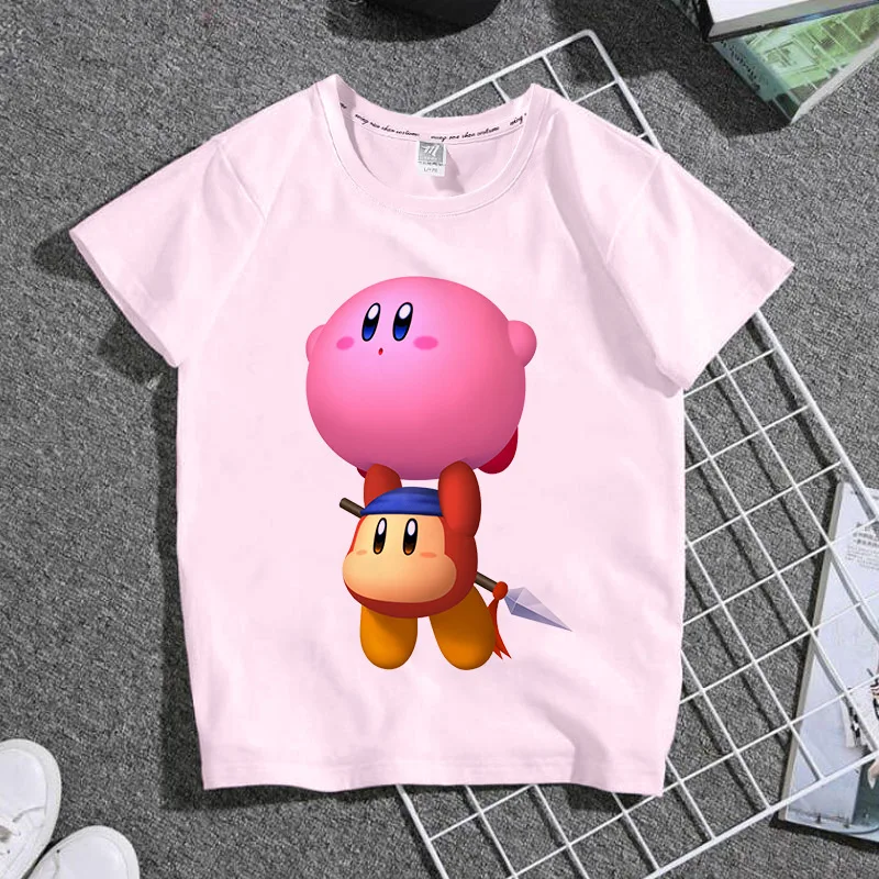Cartoon Anime Figures Star Kirby Printing Girls Clothing Short Sleeve Kawaii Cute Summer Adult Children Top 2 - Kirby Plush