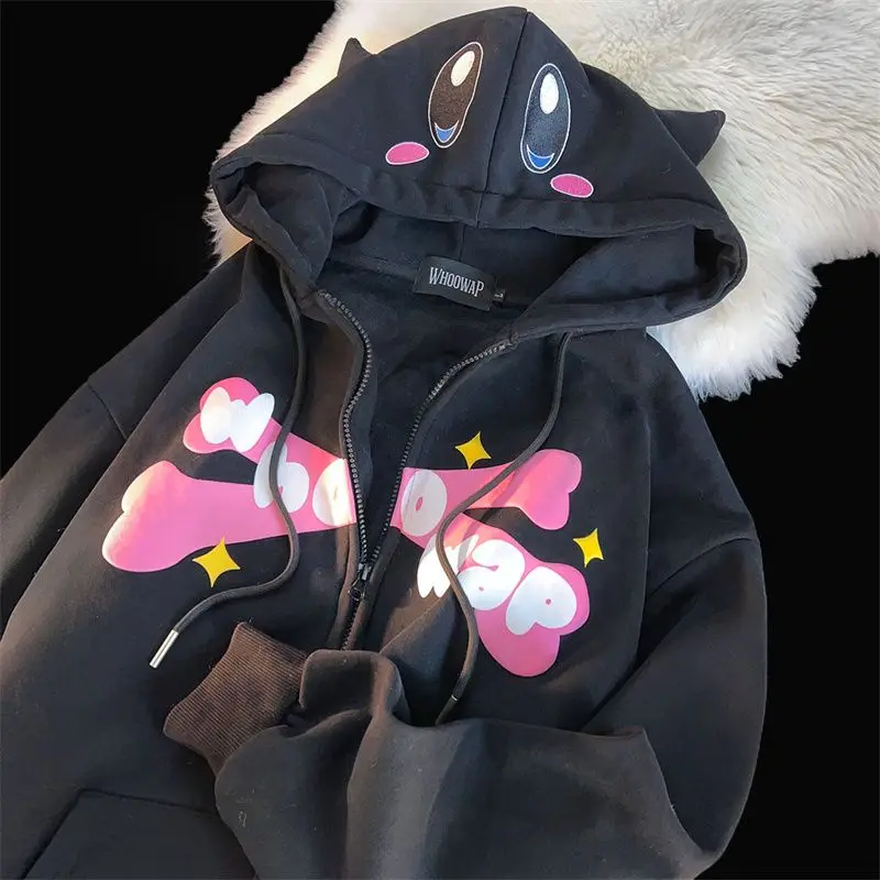 Cartoon Game Kirby Jacket Hooded Hoodie Star Kabi Couple Clothes Fleece Thickened Autumn Winter New Loose 3 - Kirby Plush