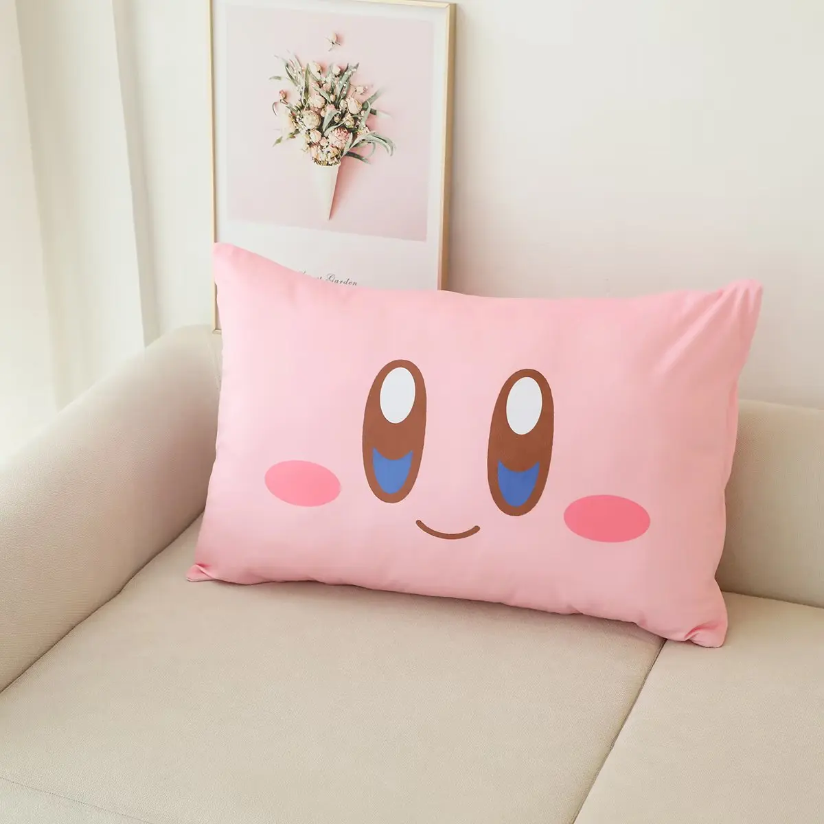 Cute Kirby Pillowcase Lovely Japanese Style Anime Double Sided Printing Pink Kirby Pillow Cover Home Decor 1 - Kirby Plush
