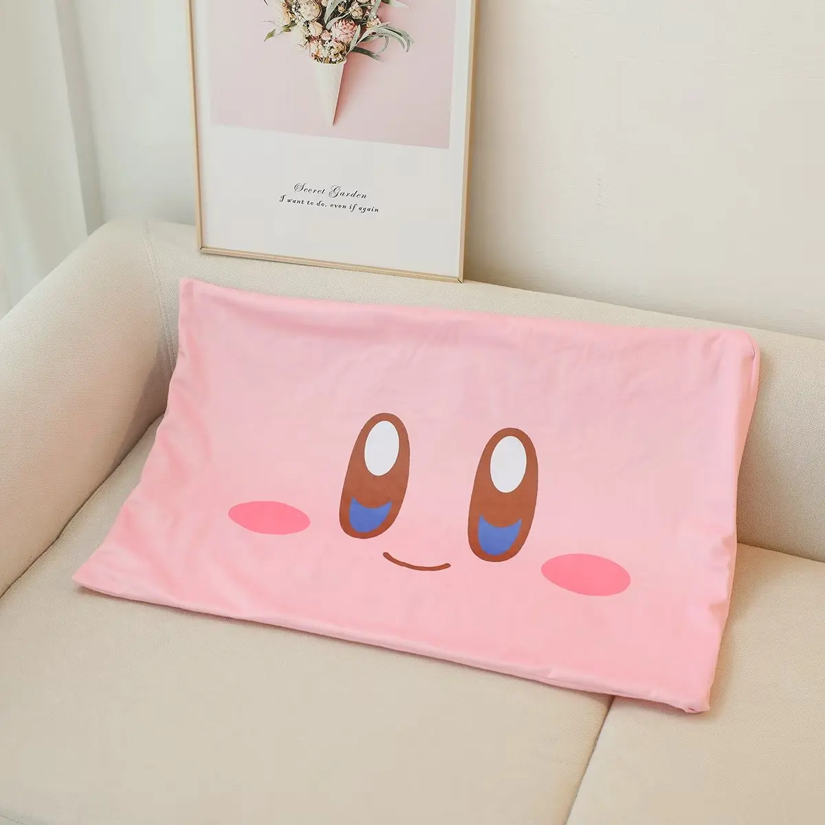 Cute Kirby Pillowcase Lovely Japanese Style Anime Double Sided Printing Pink Kirby Pillow Cover Home Decor 3 - Kirby Plush