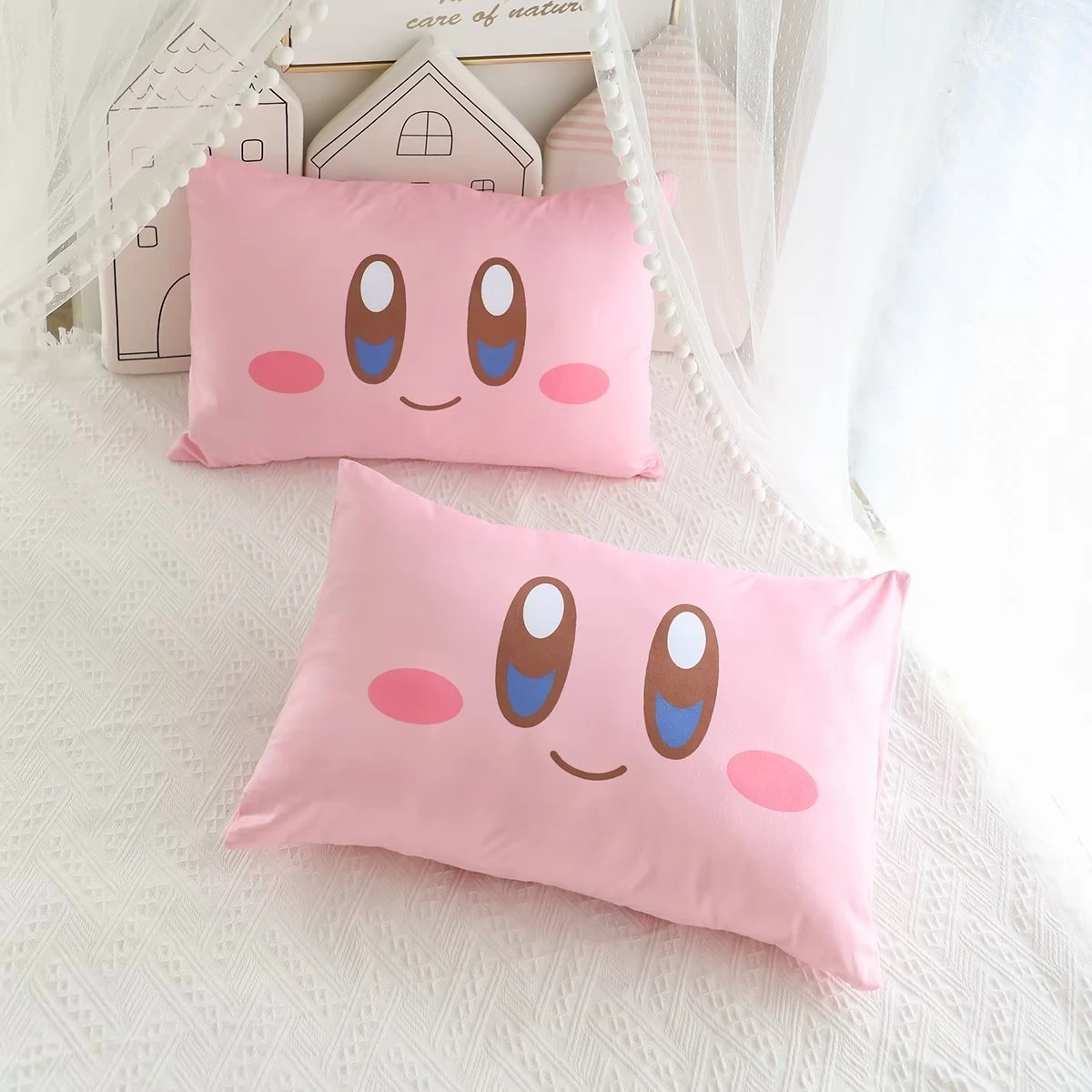 Cute Kirby Pillowcase Lovely Japanese Style Anime Double Sided Printing Pink Kirby Pillow Cover Home Decor 4 - Kirby Plush