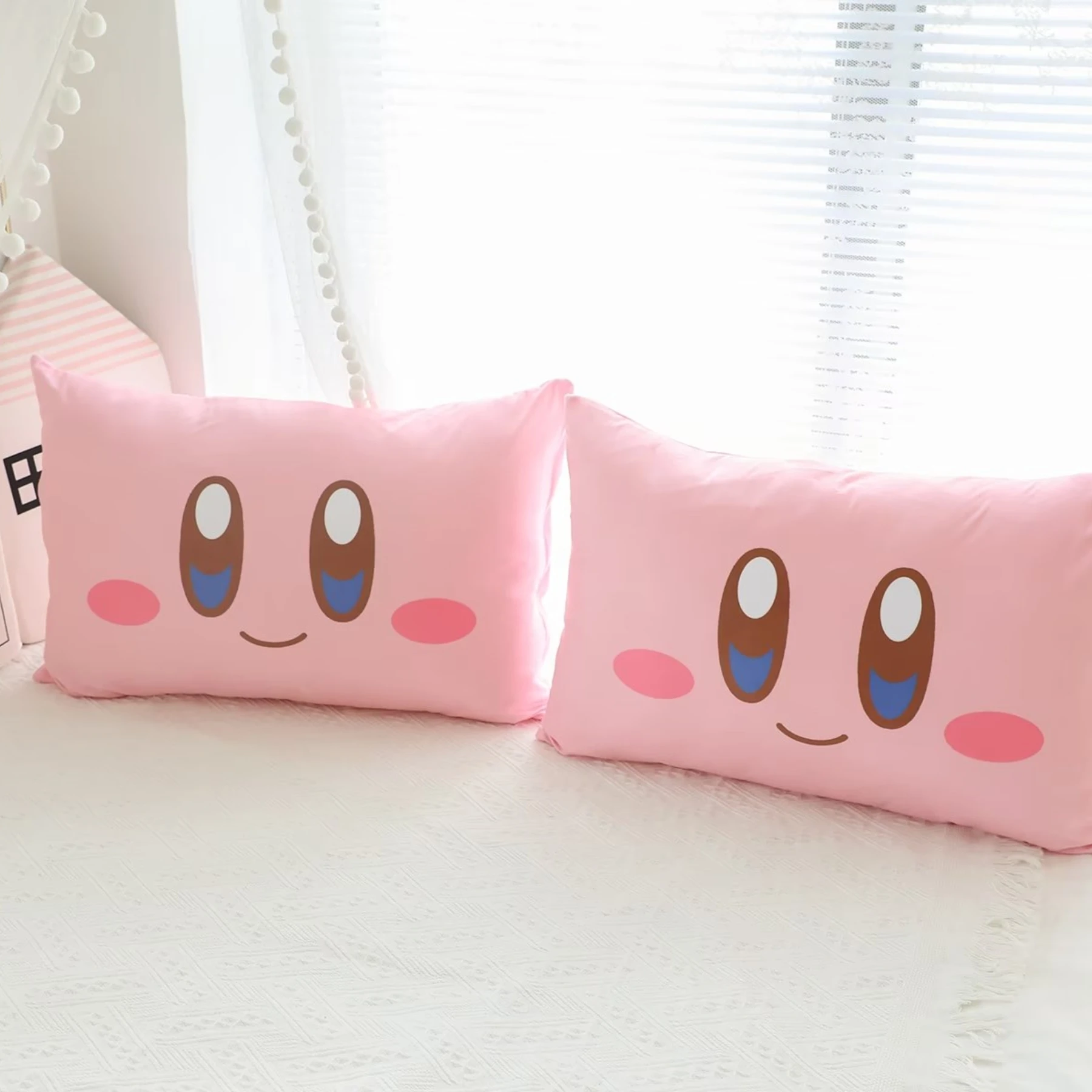 Cute Kirby Pillowcase Lovely Japanese Style Anime Double Sided Printing Pink Kirby Pillow Cover Home Decor 5 - Kirby Plush
